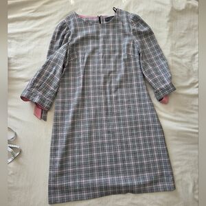 Jessica Howard Plaid Long Sleeve Dress - Black and Pink Size 14